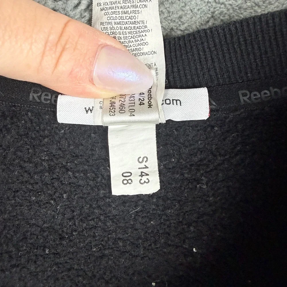 Reebok Mens Black Double Logo Fleece Crewneck Sweatshirt XL REW243TL04 - Picture 6 of 9